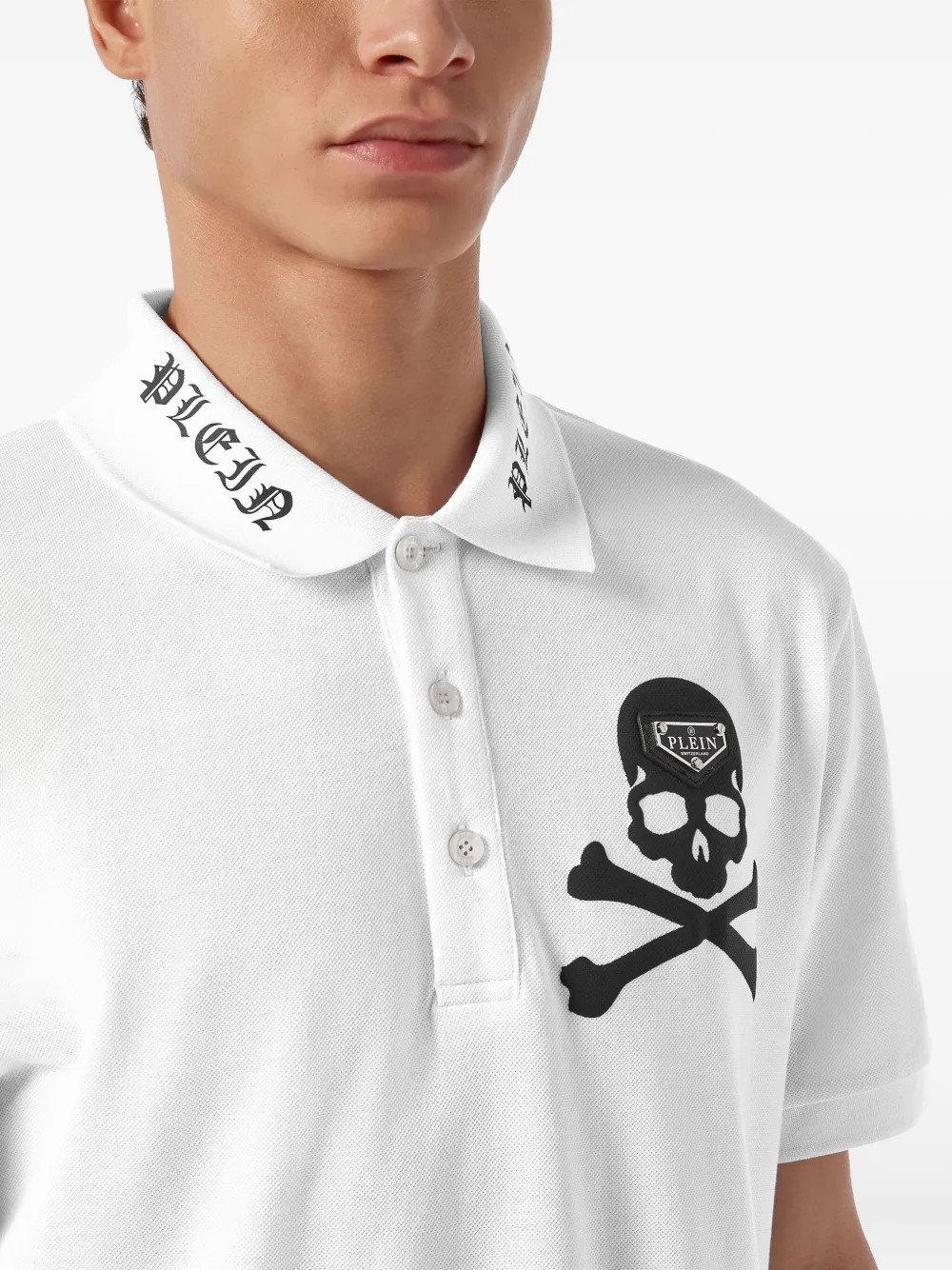 Philipp Plein Skull & Bones polo shirt Wit