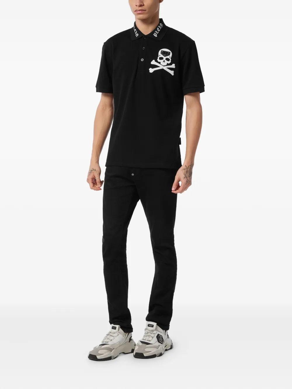 Philipp Plein Skull & Bones polo shirt Zwart