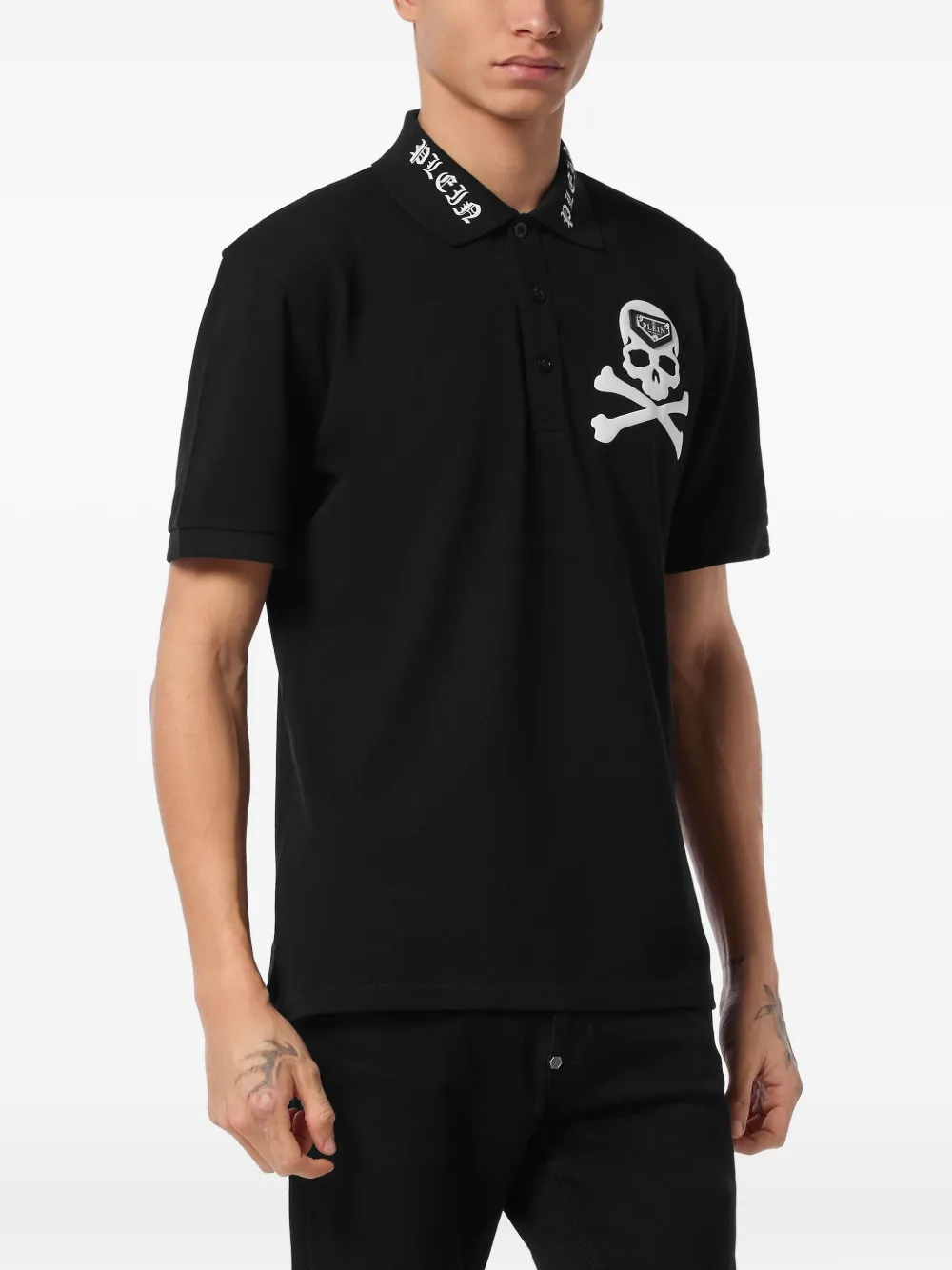 Philipp Plein Skull & Bones polo shirt Zwart