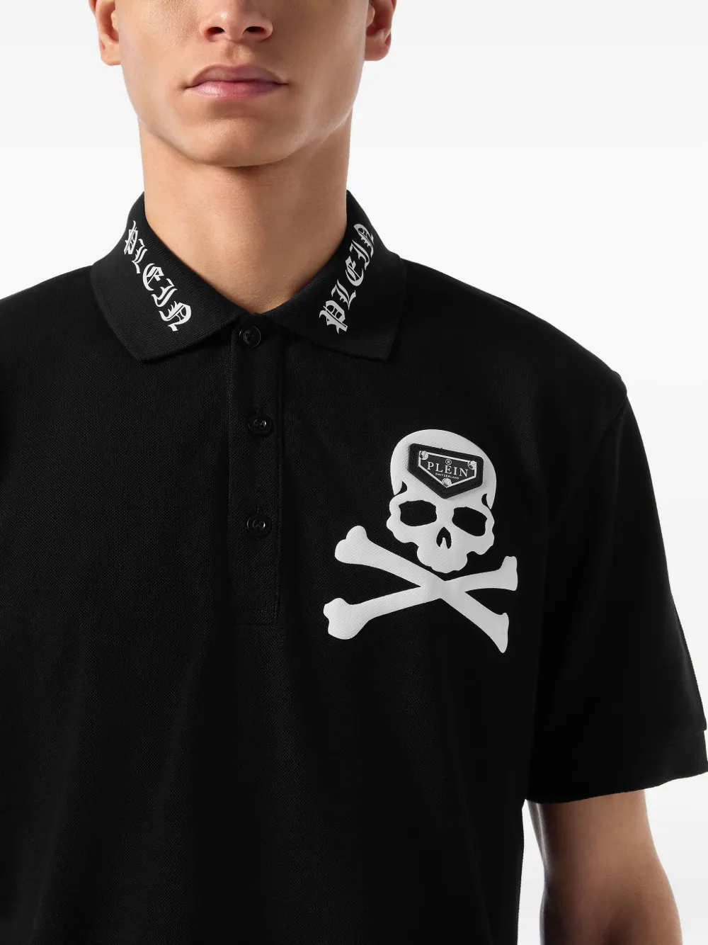Philipp Plein Skull & Bones polo shirt Zwart