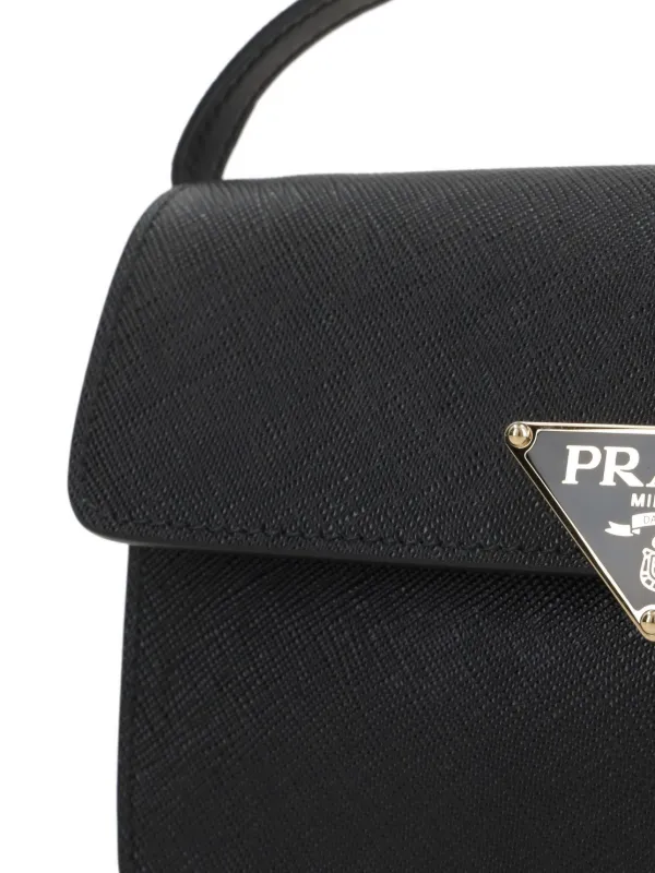 【人気/関税/送料込み】 Prada Saffiano Leather Triangle Logo Prada Saffiano Leather triangle-logo Mini Bag | Black | FARFETCH