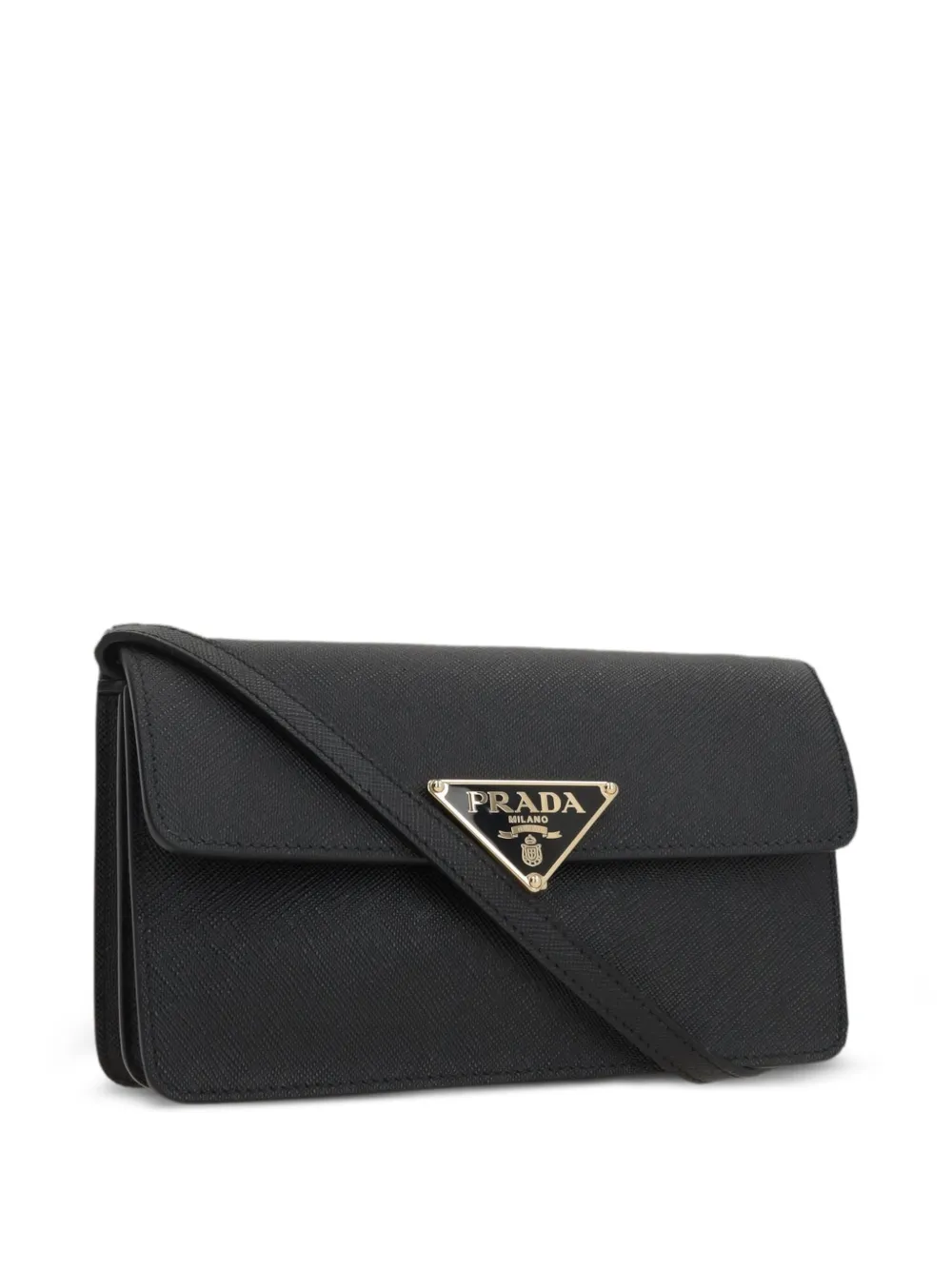 Prada Saffiano leather triangle-logo mini bag Zwart