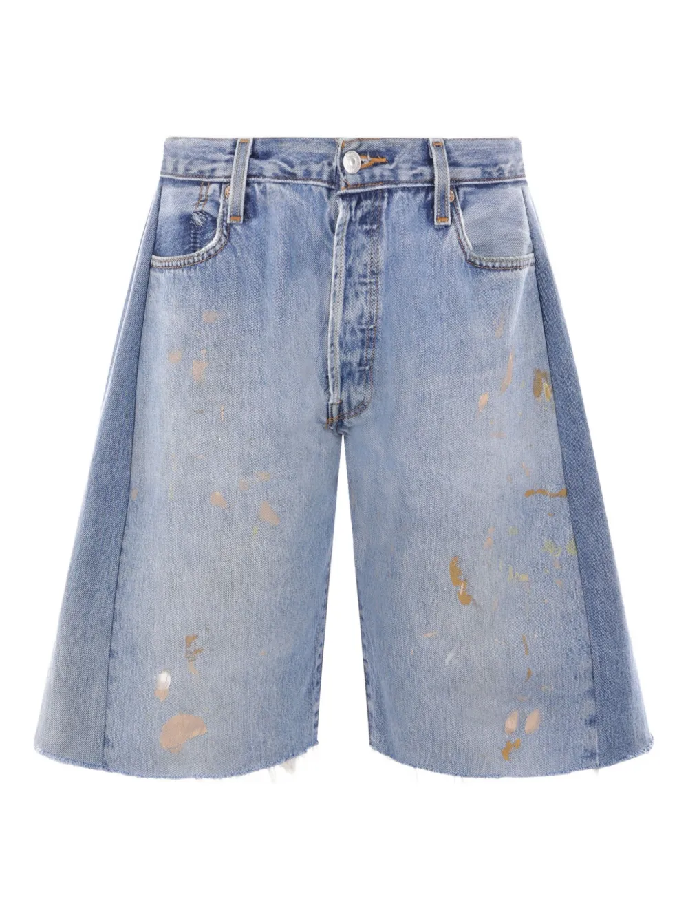 B SIDES paint-splatter frayed shorts | azul | Image 1