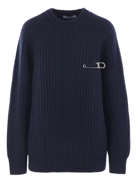Prada ribbed-knit safety-pin sweater