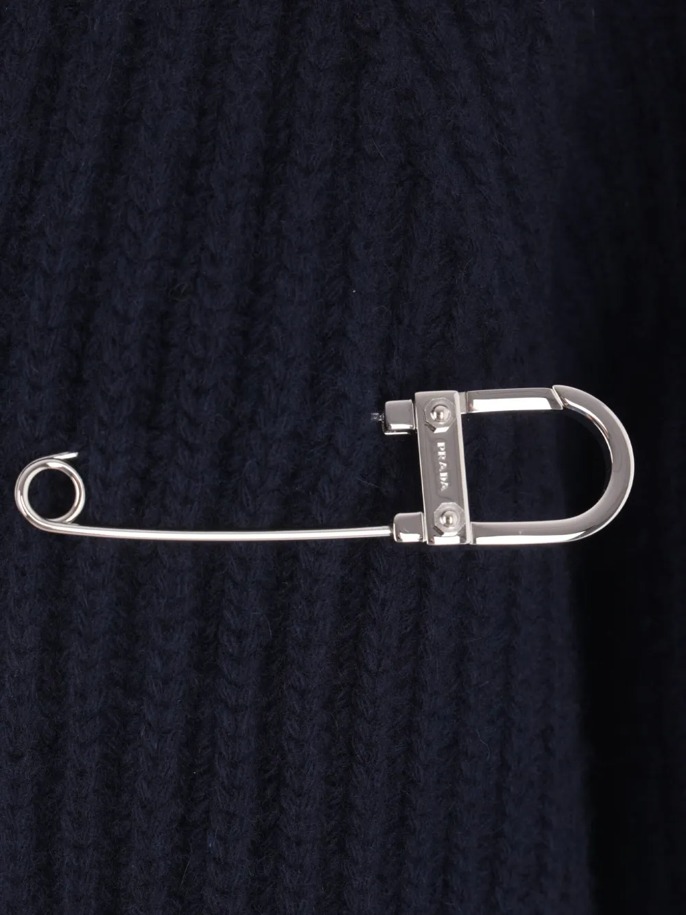 Prada ribbed-knit safety-pin sweater Blauw