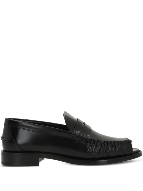 靴 PRADA Square Toe Leather Loafers Black Prada open-toe Loafers | Black | FARFETCH UK