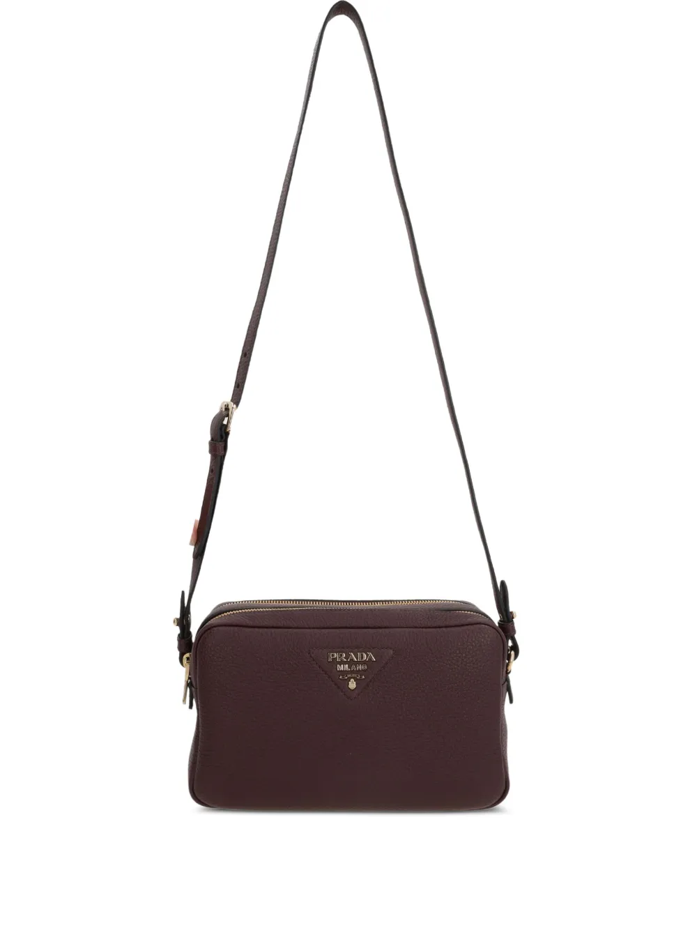 Prada leather logo-plaque shoulder bag Rood
