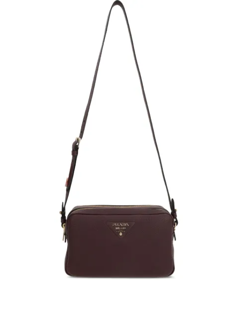 Prada leather logo-plaque shoulder bag