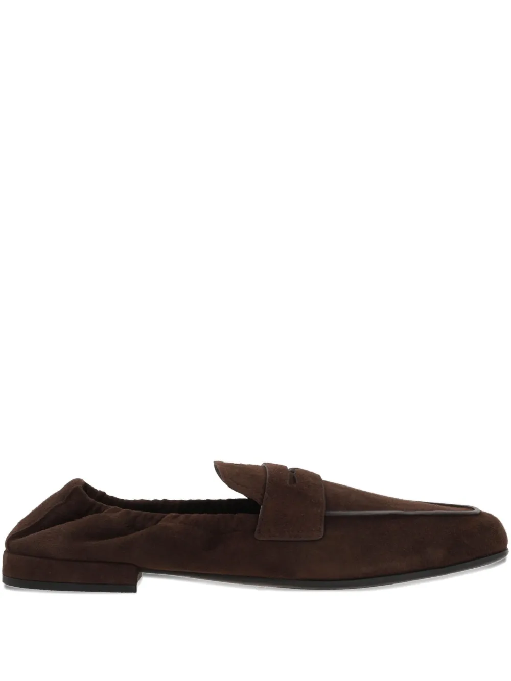 Prada Suède loafers met elastische rug Bruin