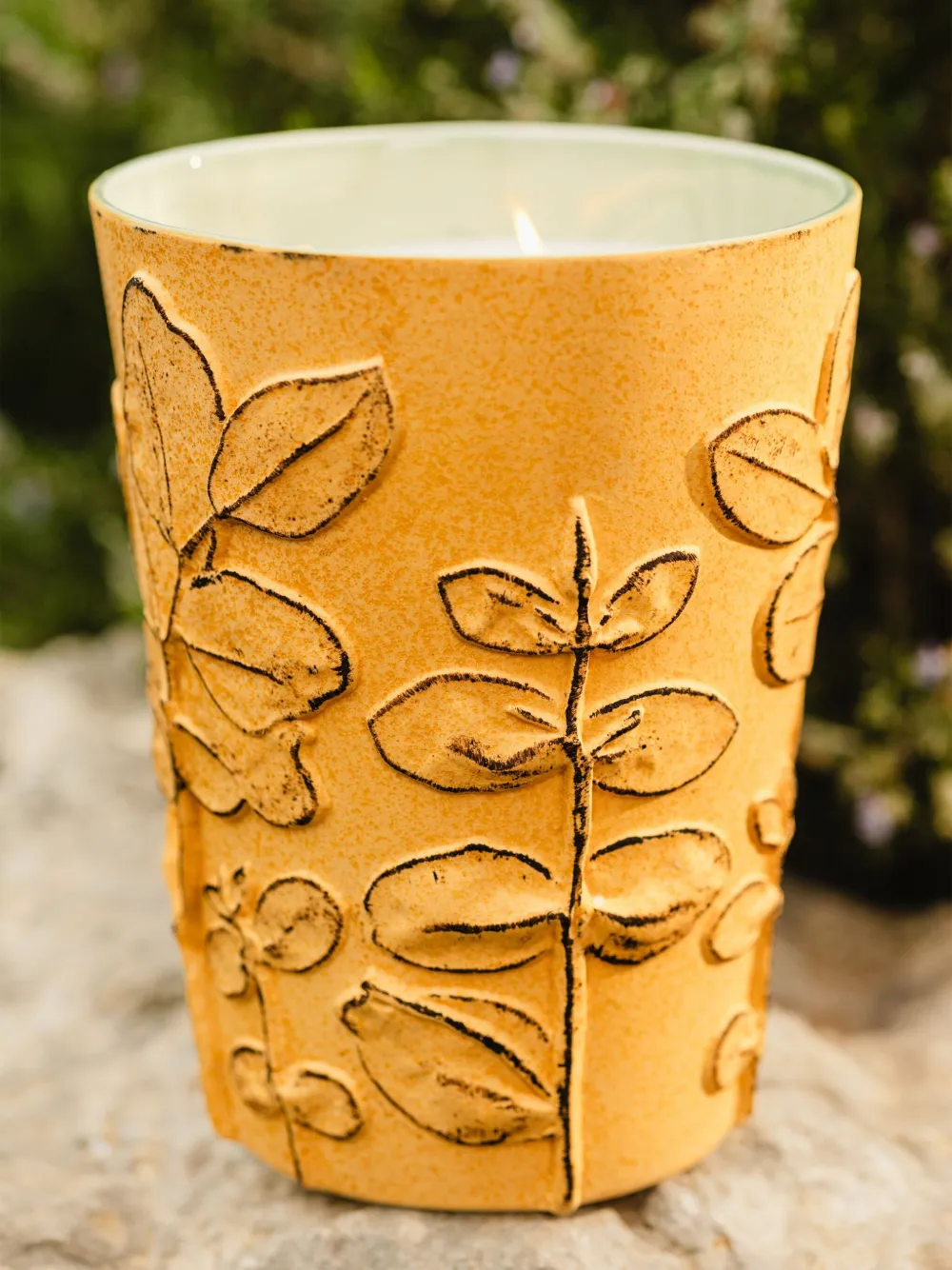 Baobab Collection Garrigue Embossed Ceramic Candle (2.3kg) In Gold