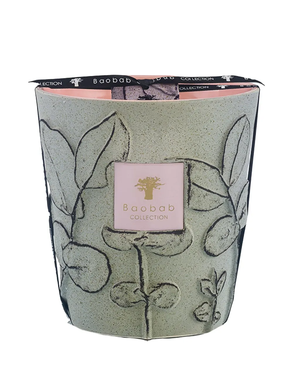 Baobab Collection Folia Maquis keramische kaars met bloemenreliëf (2,3 kg) - Beige