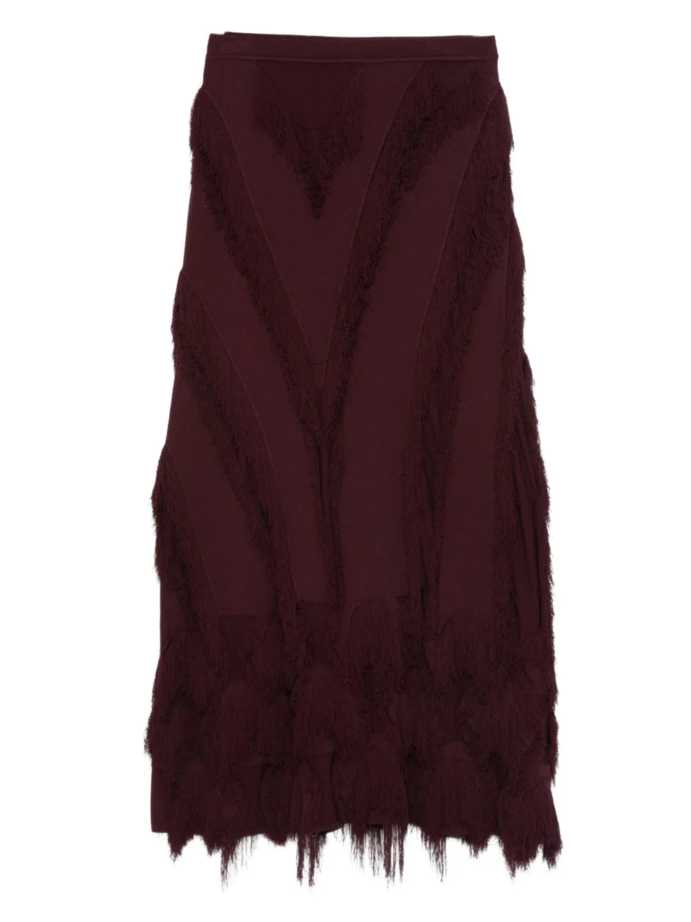 fringed panelled midi skirt