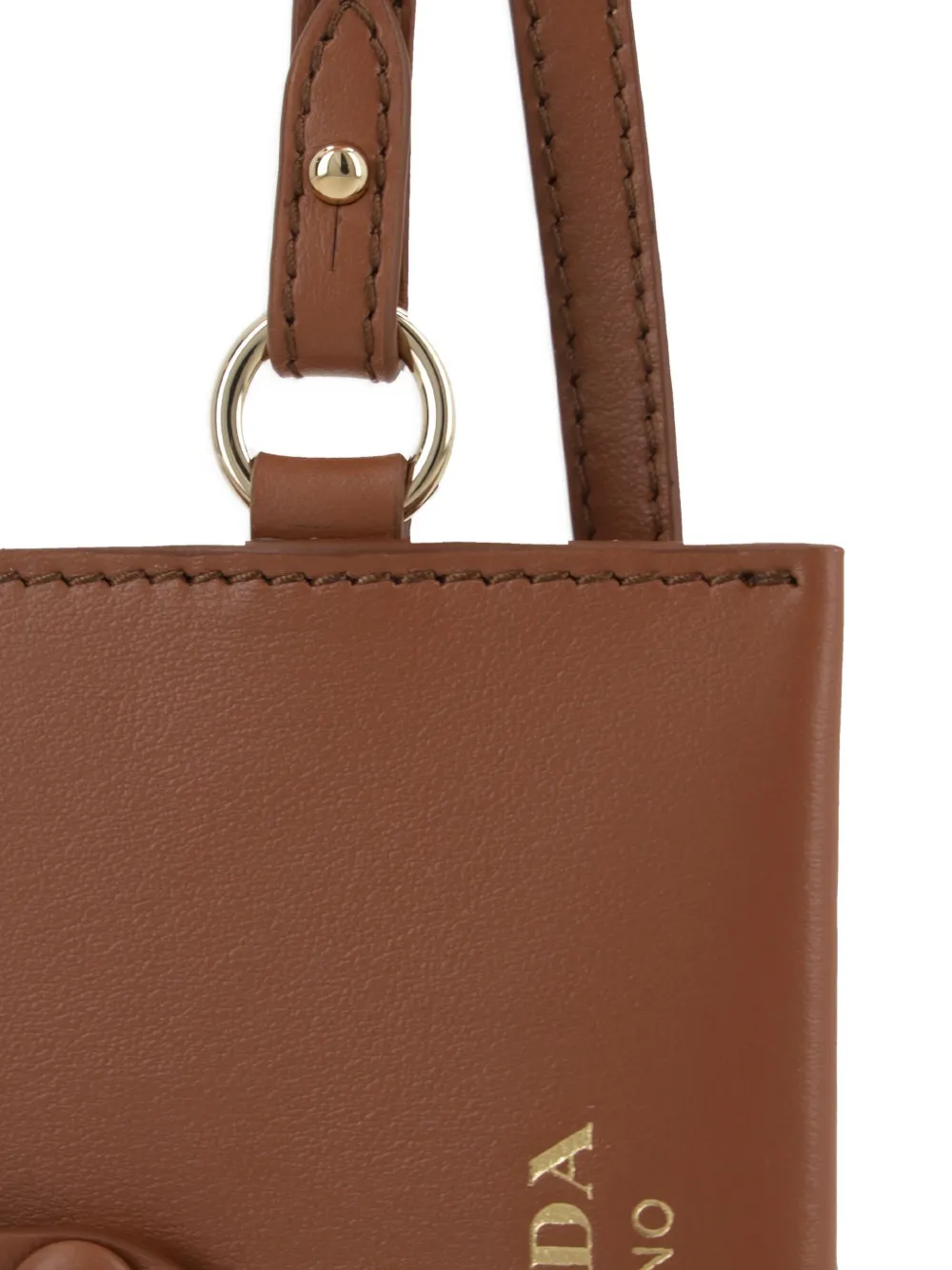 Prada Leren sleutelhanger met pasjeshouder Bruin