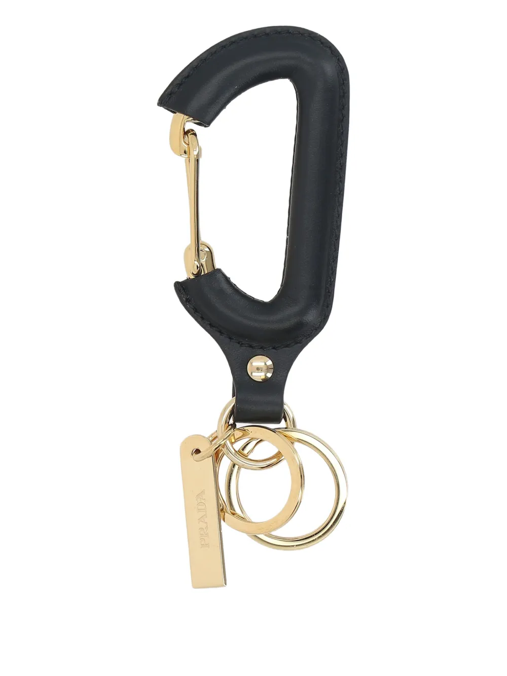 Prada carabiner leather keyring Zwart