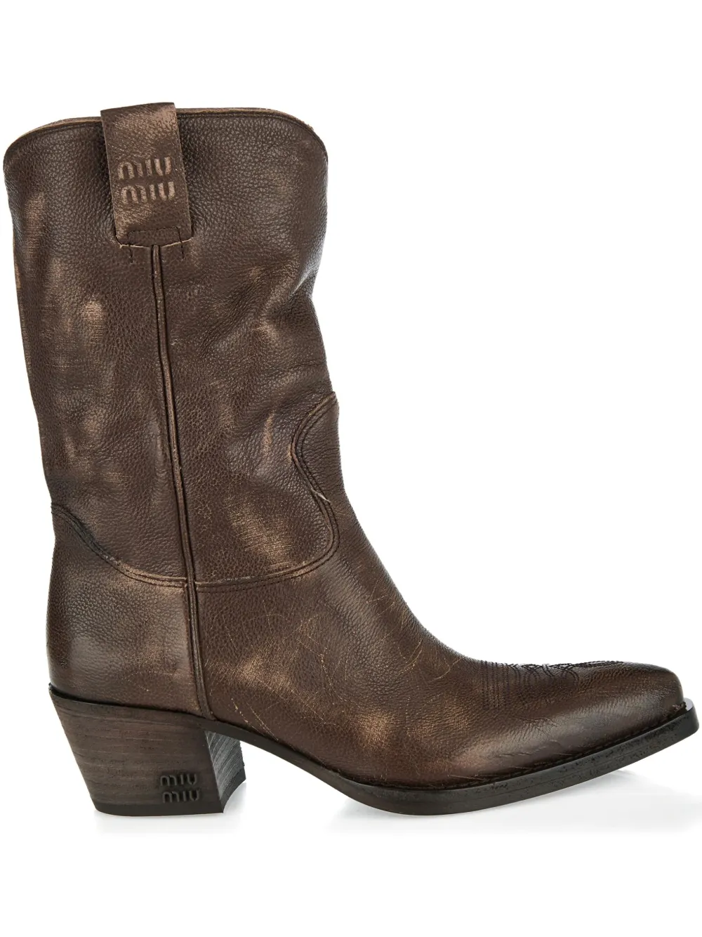 Miu 60mm embroidered leather cowboy boots Bruin