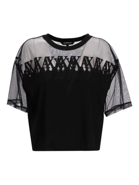 Armani Exchange تيشيرت شفاف بزينة شبك