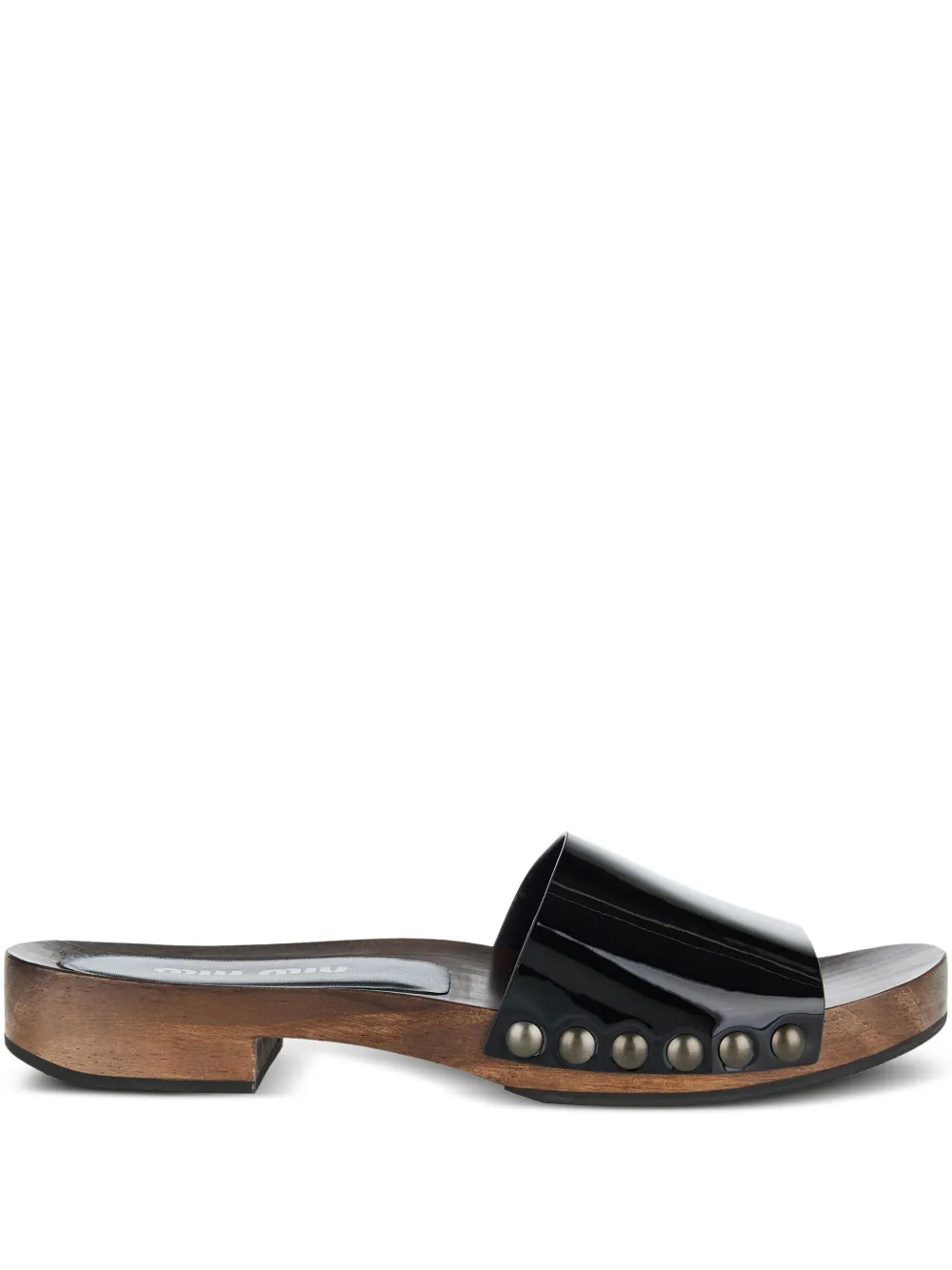 Miu 30mm patent-leather studded sandals Zwart