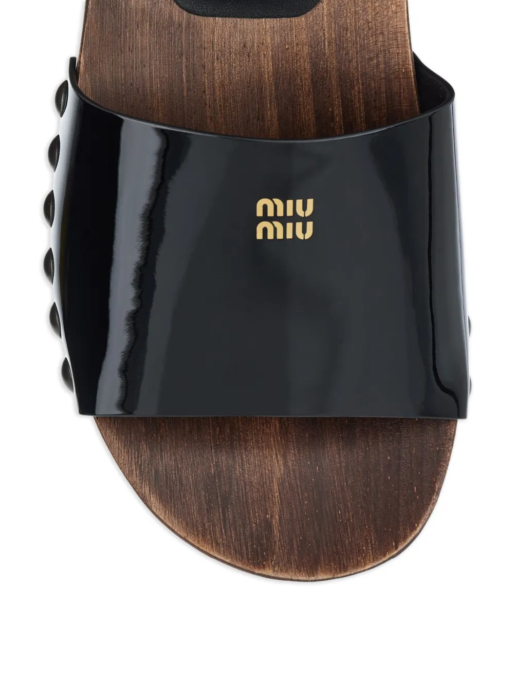Miu 30mm patent-leather studded sandals Zwart