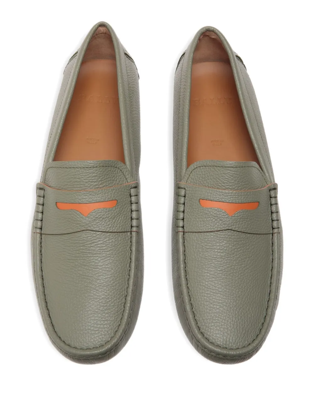 Bally grained leather saddle-strap loafers Green
