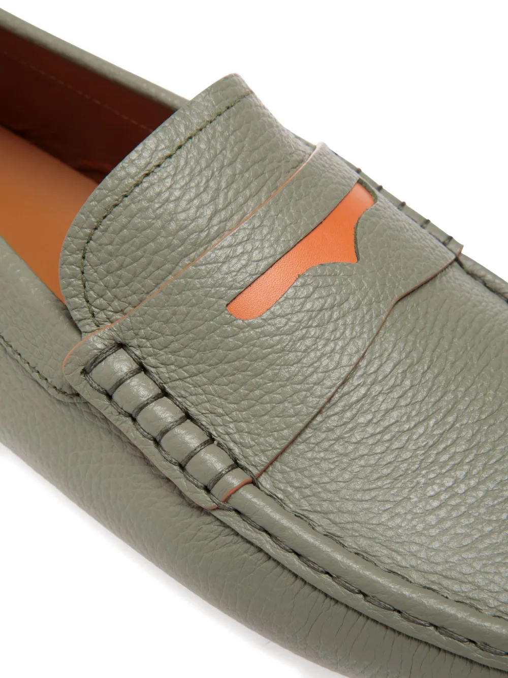 Bally grained leather saddle-strap loafers Green