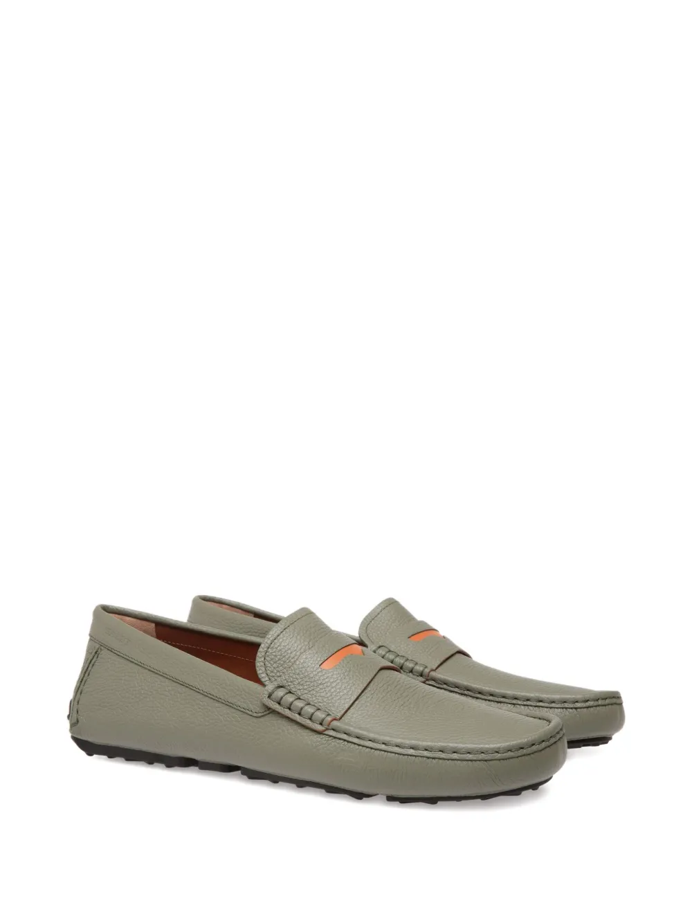 Bally grained leather saddle-strap loafers Green
