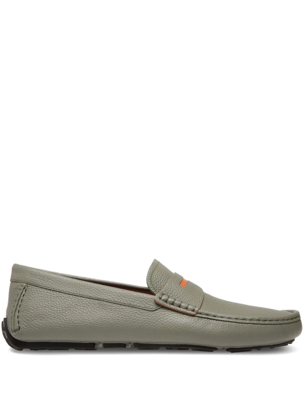 Bally grained leather saddle-strap loafers Green