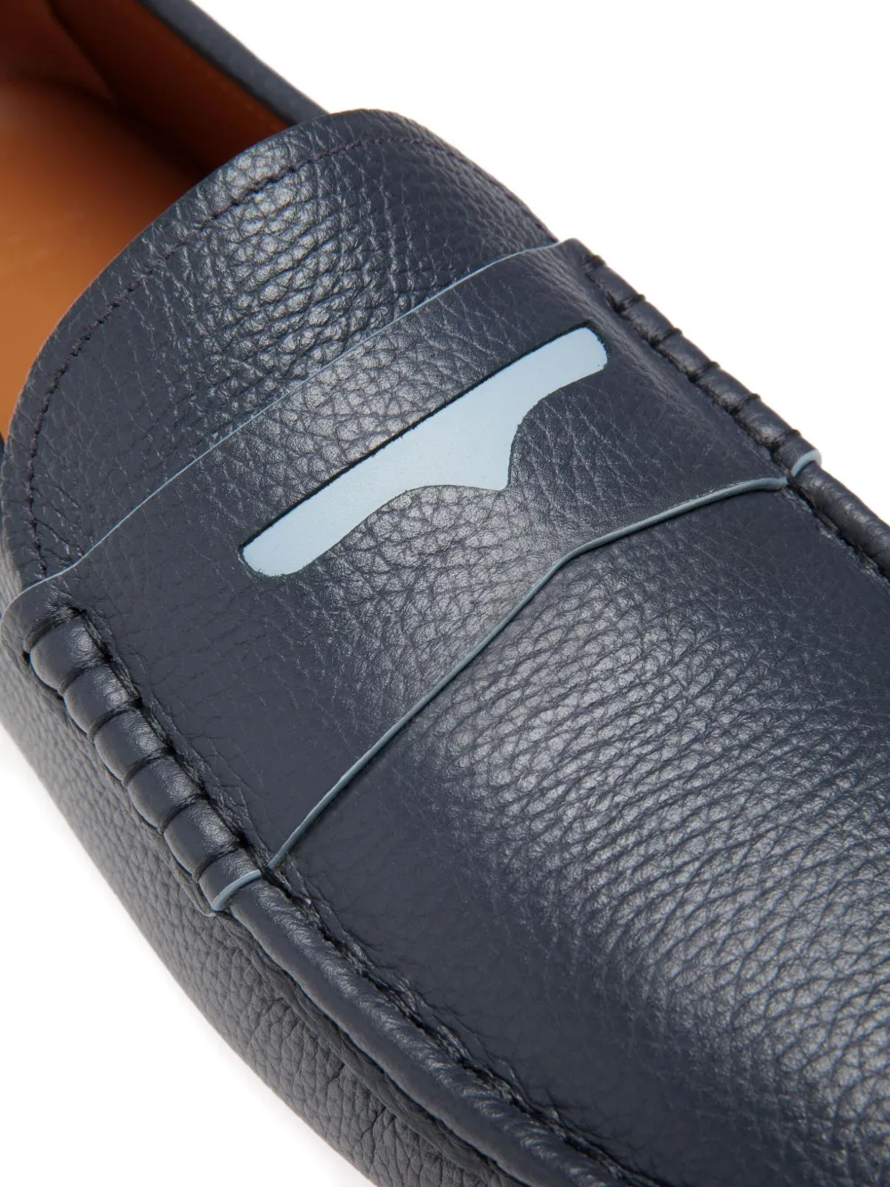 Bally grained leather saddle-strap loafers Blue