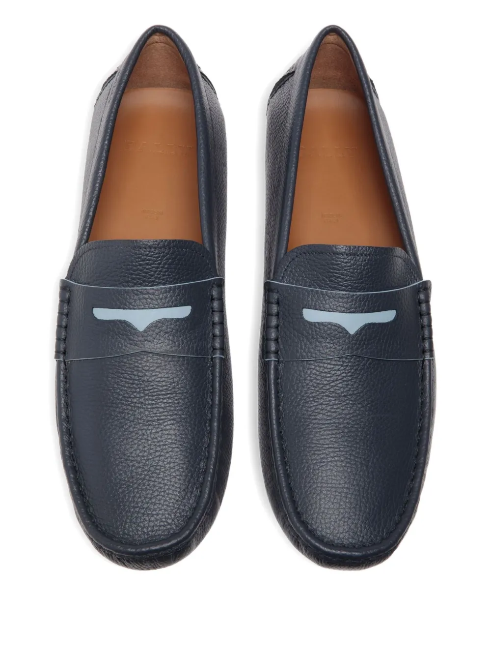 Bally grained leather saddle-strap loafers Blue