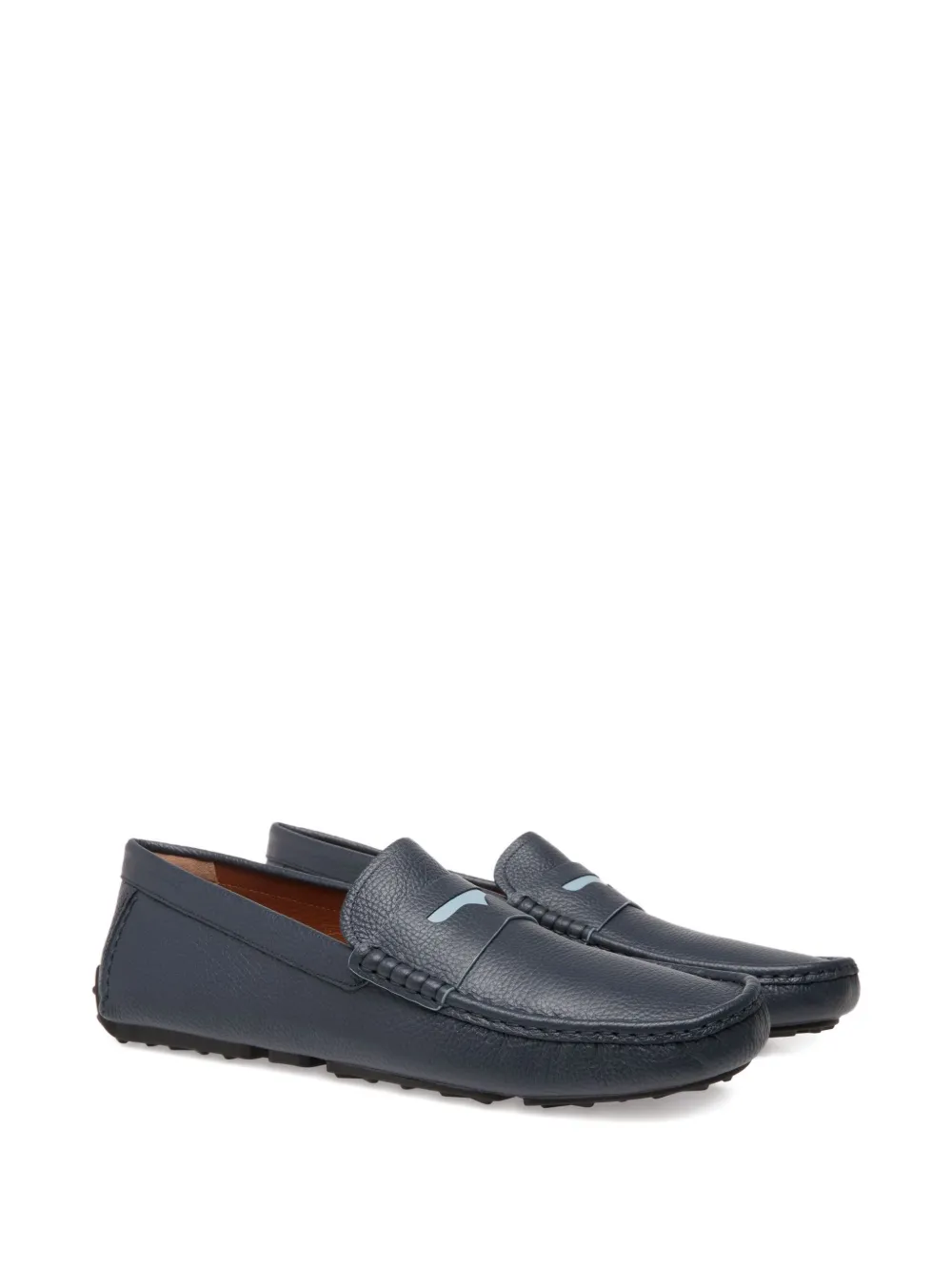 Bally grained leather saddle-strap loafers Blue