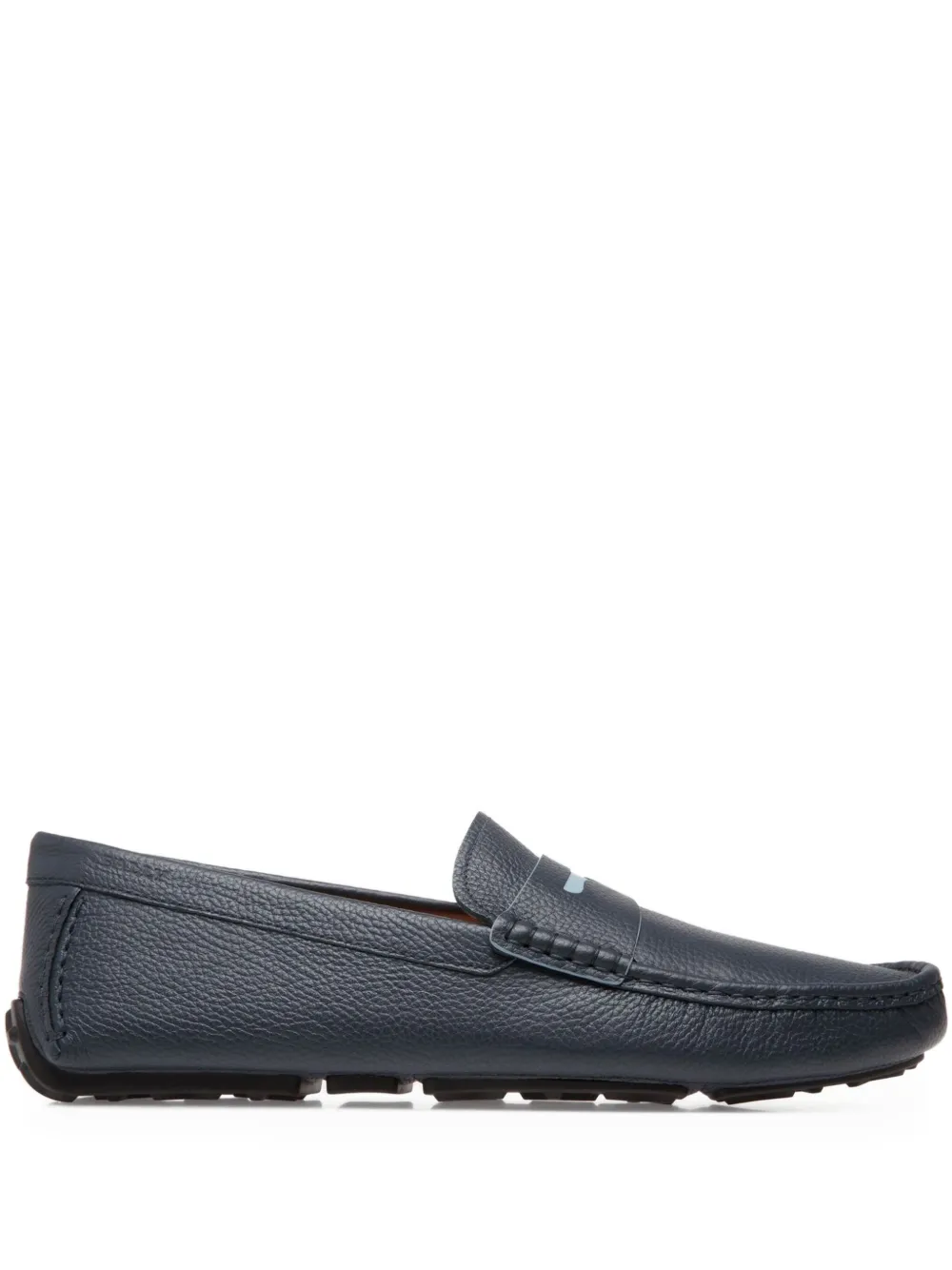 Bally grained leather saddle-strap loafers Blue