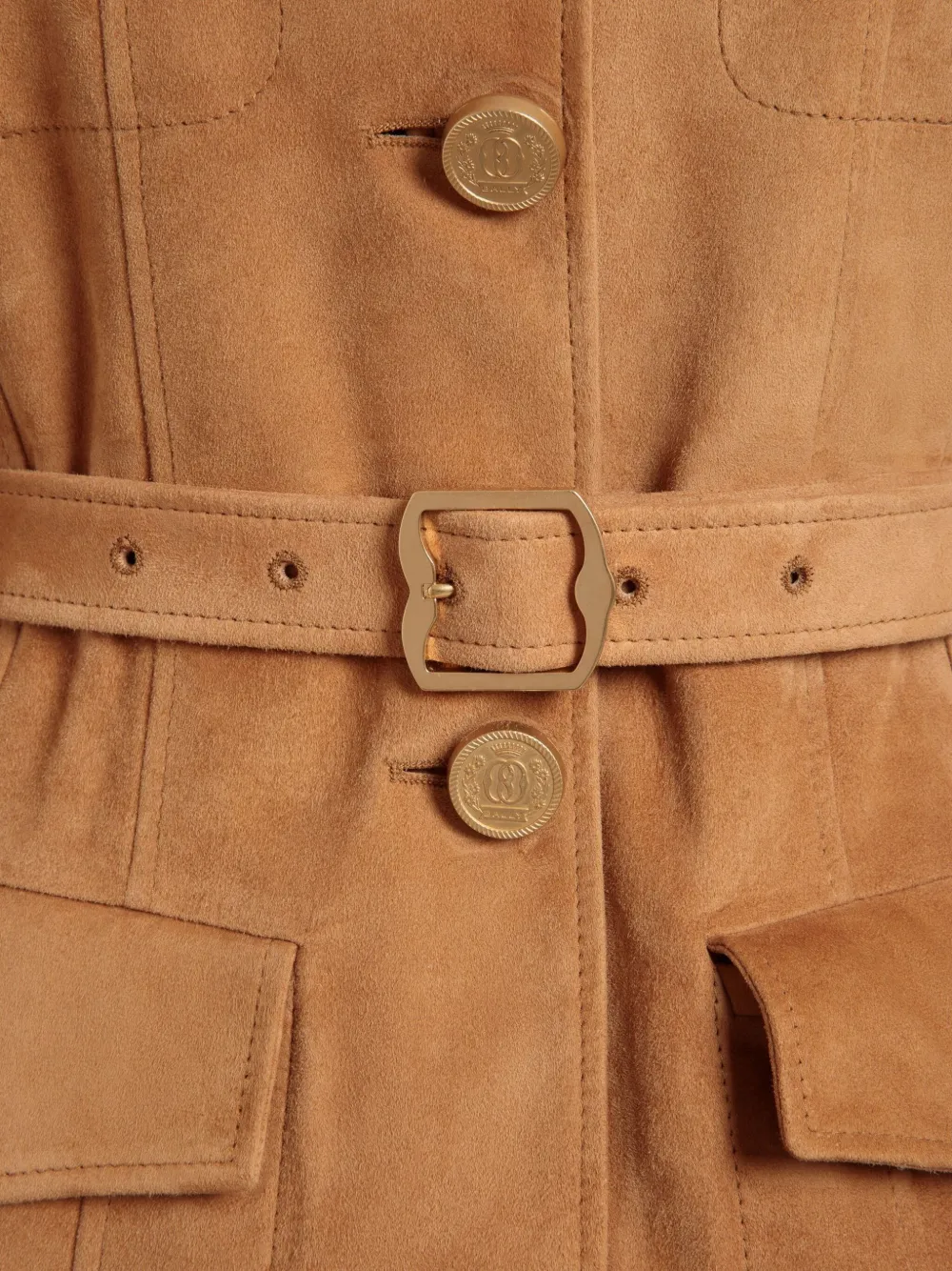 Bally Suède trenchcoat met klepzak en ceintuur Bruin
