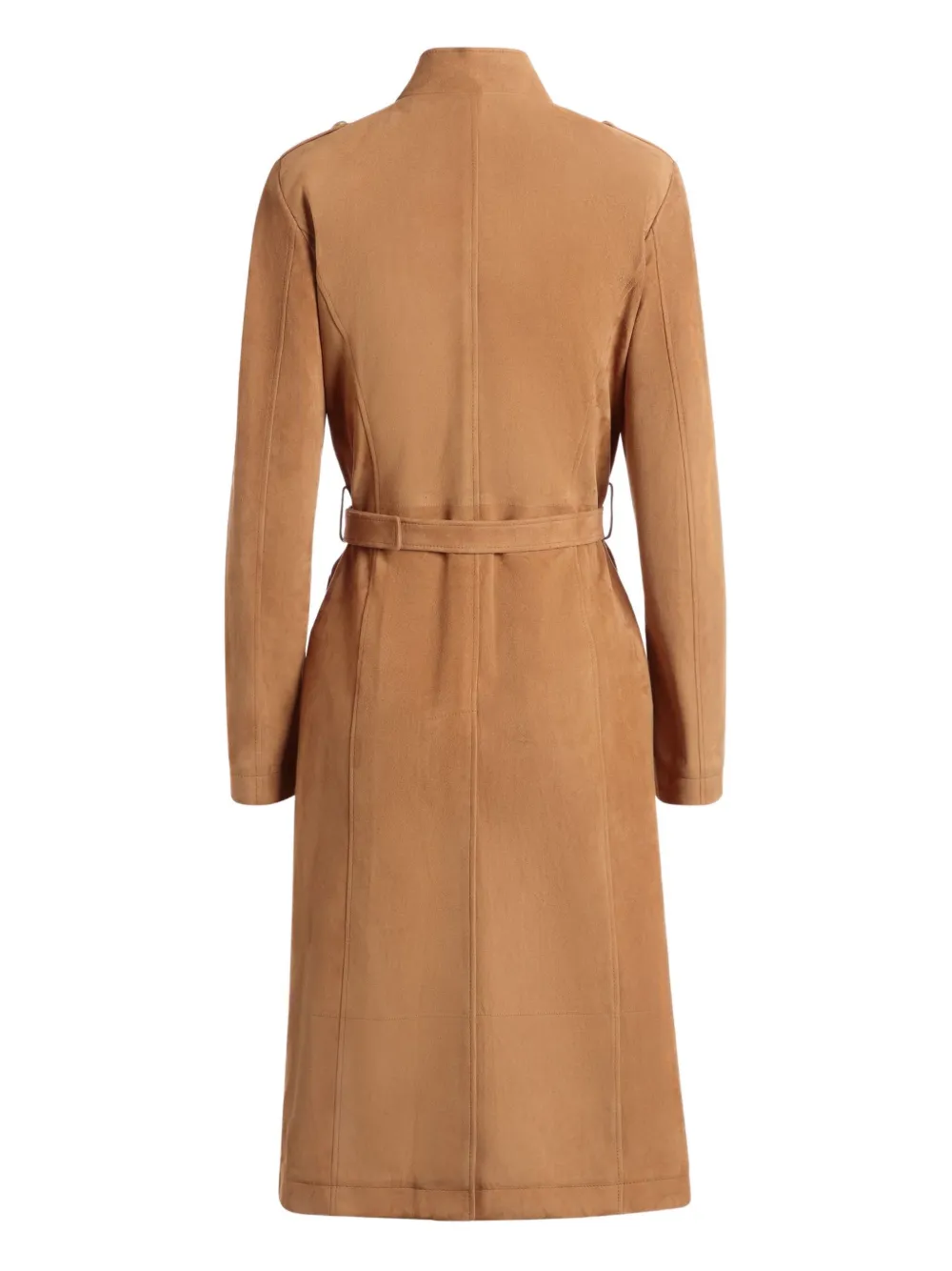 Bally Suède trenchcoat met klepzak en ceintuur Bruin