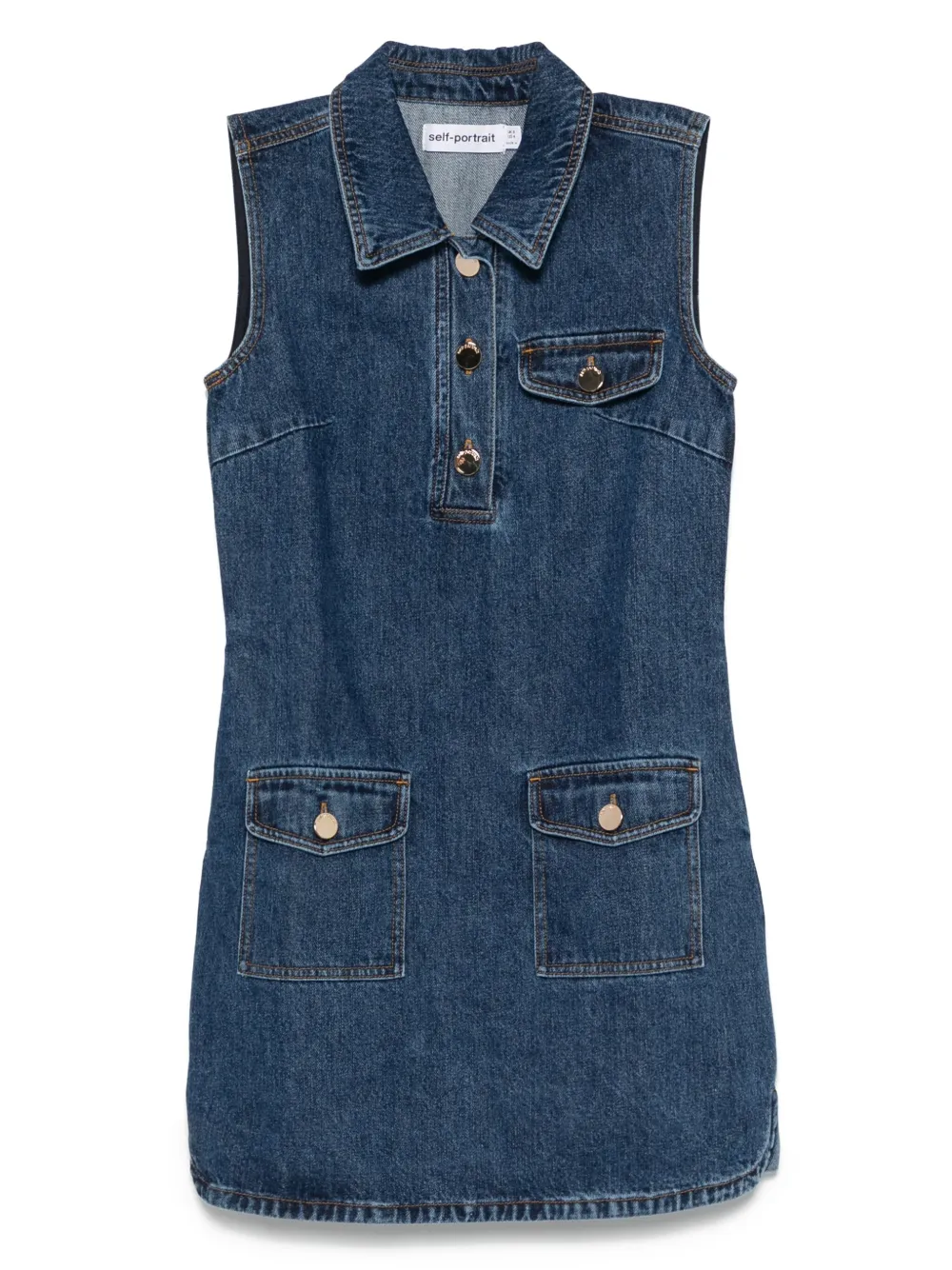 Self-Portrait robe en jean | bleu | Image 1