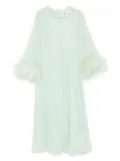 Self-Portrait feather-trim chiffon dress - Green
