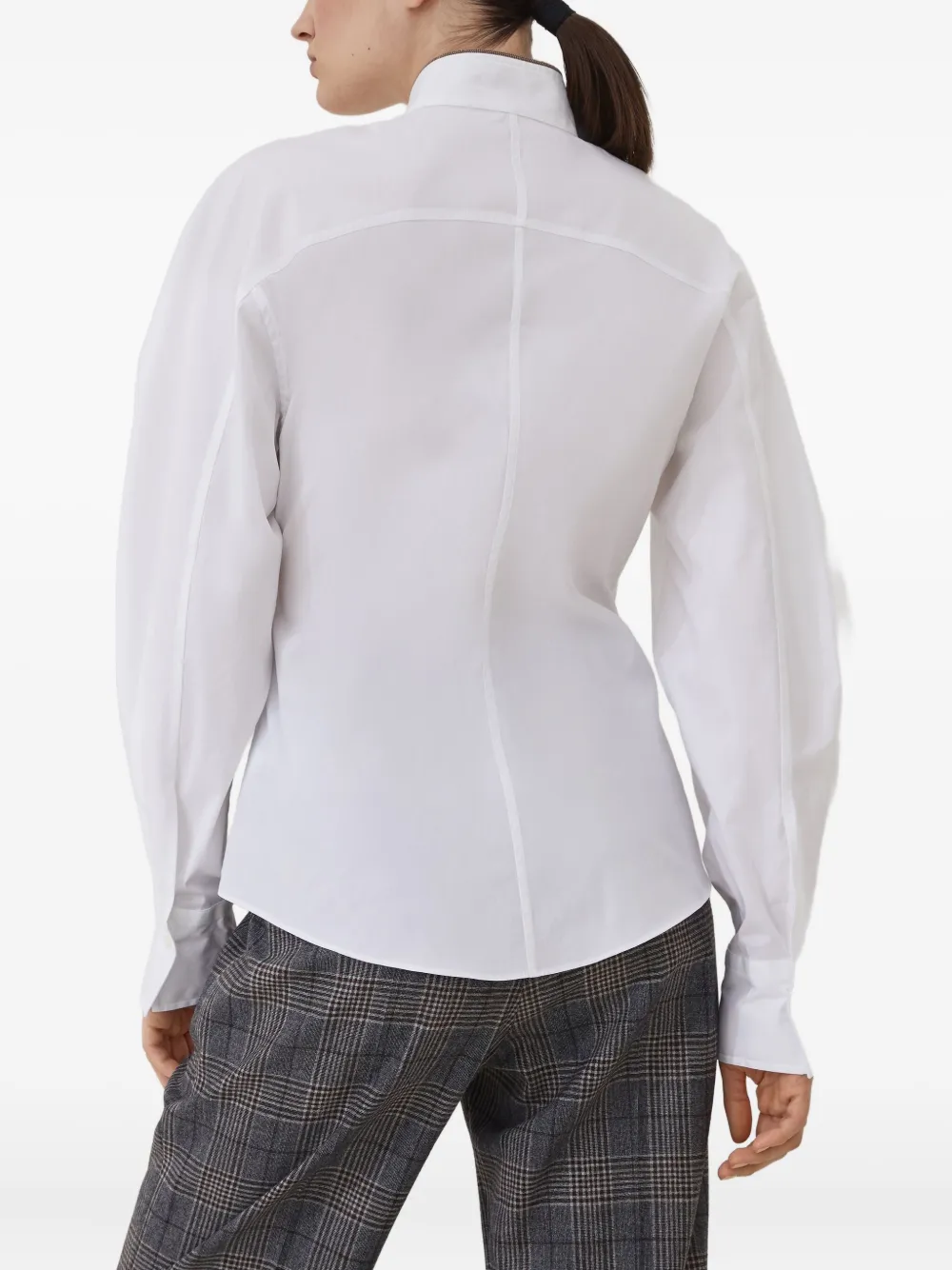 Brunello Cucinelli Button-up blouse met hoge kraag Wit