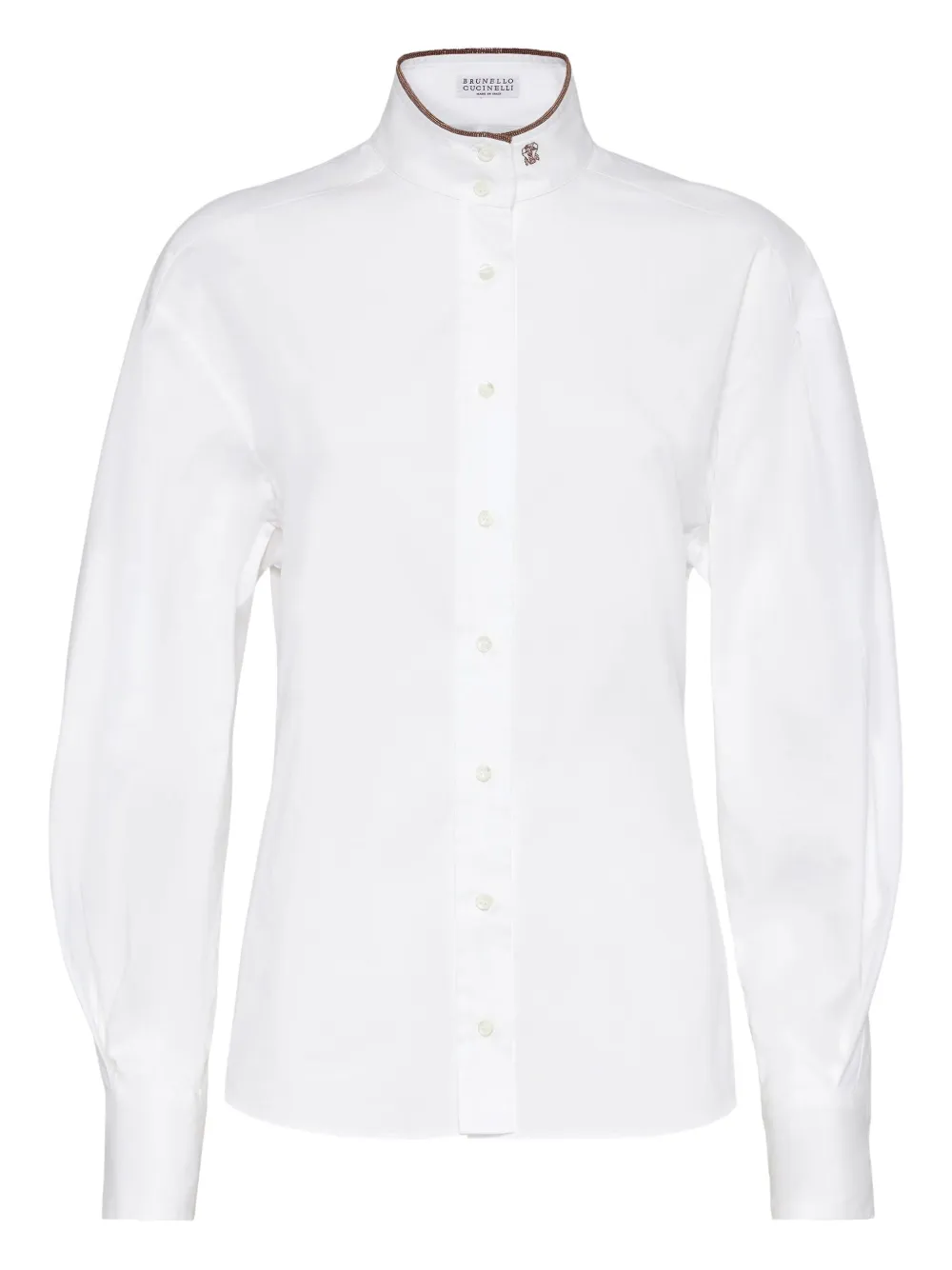 Brunello Cucinelli Button-up blouse met hoge kraag Wit