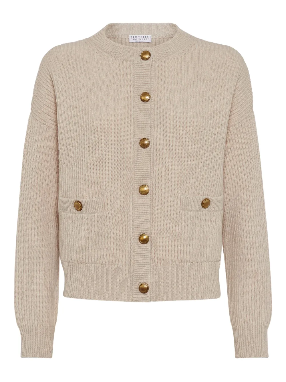Brunello Cucinelli English button-up ribgebreid vest Beige