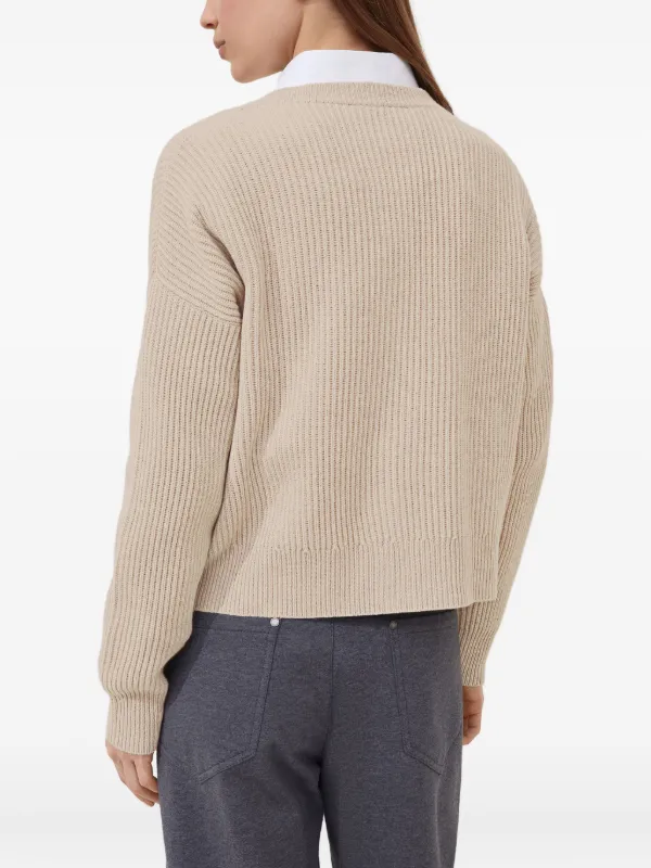 Brunello Cucinelli English リブニット カーディガン | ニュートラル