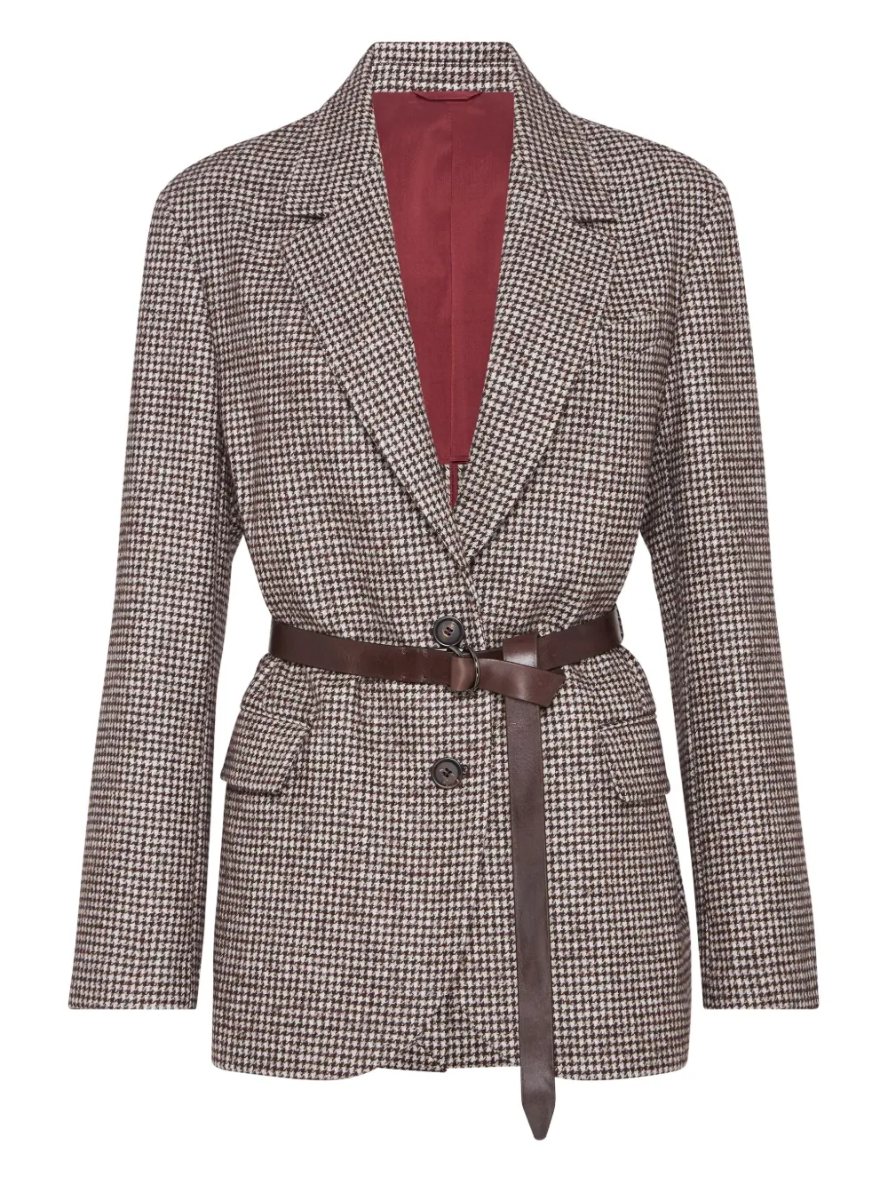 Brunello Cucinelli houndstooth belted blazer | Brown | Image 1