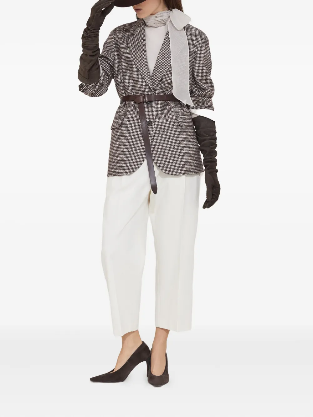 Brunello Cucinelli houndstooth belted blazer | Blazers | Image 2