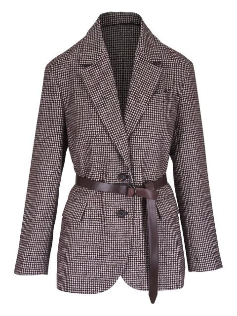 Brunello Cucinelli houndstooth belted blazer