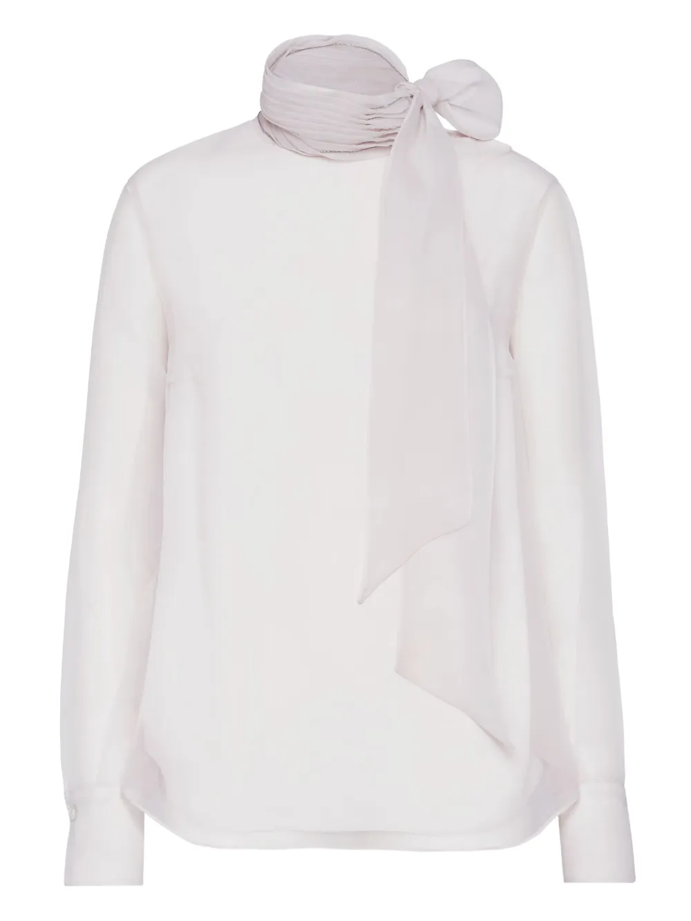 Brunello Cucinelli pussybow silk blouse | Neutrals | Image 1