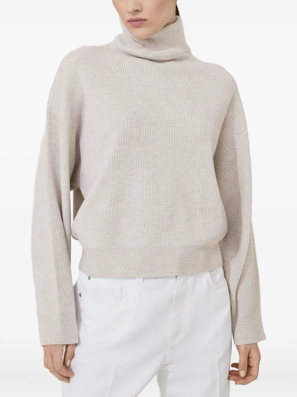 Brunello Cucinelli Geribbelde coltrui Beige