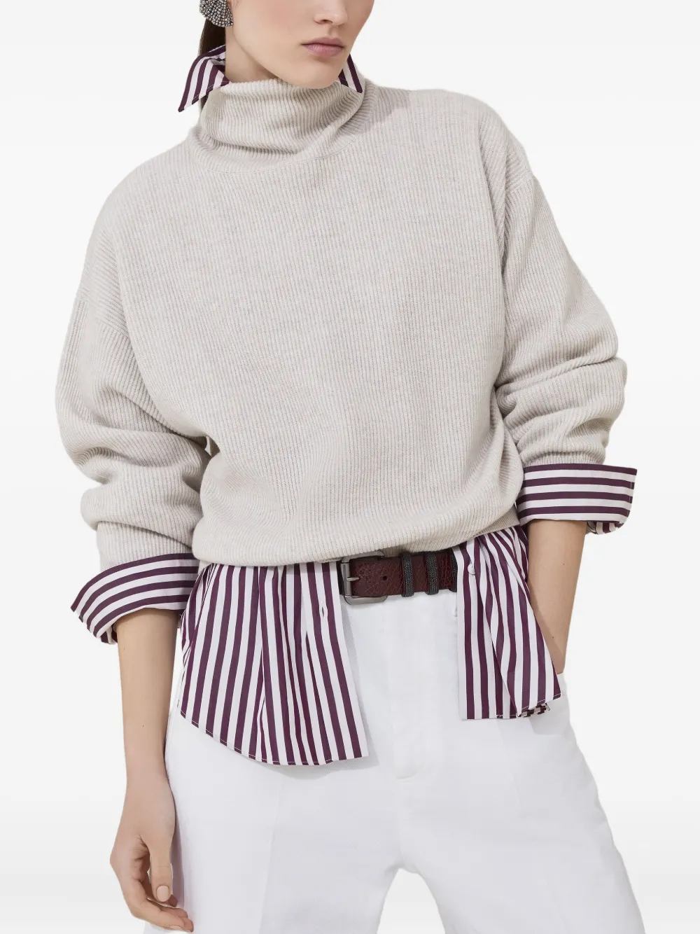 Brunello Cucinelli Geribbelde coltrui Beige