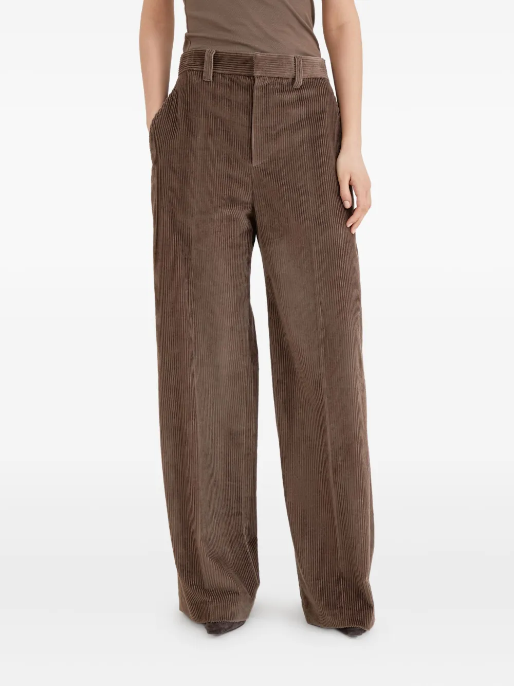 Brunello Cucinelli Ribfluwelen broek Bruin