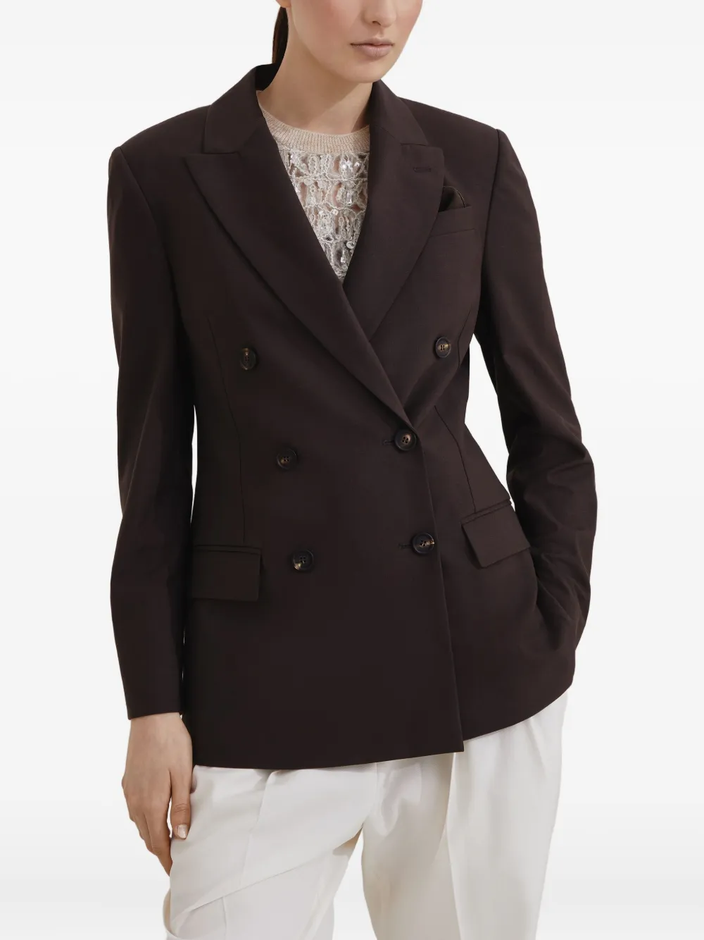 Brunello Cucinelli Colbert met dubbele rij knopen Bruin