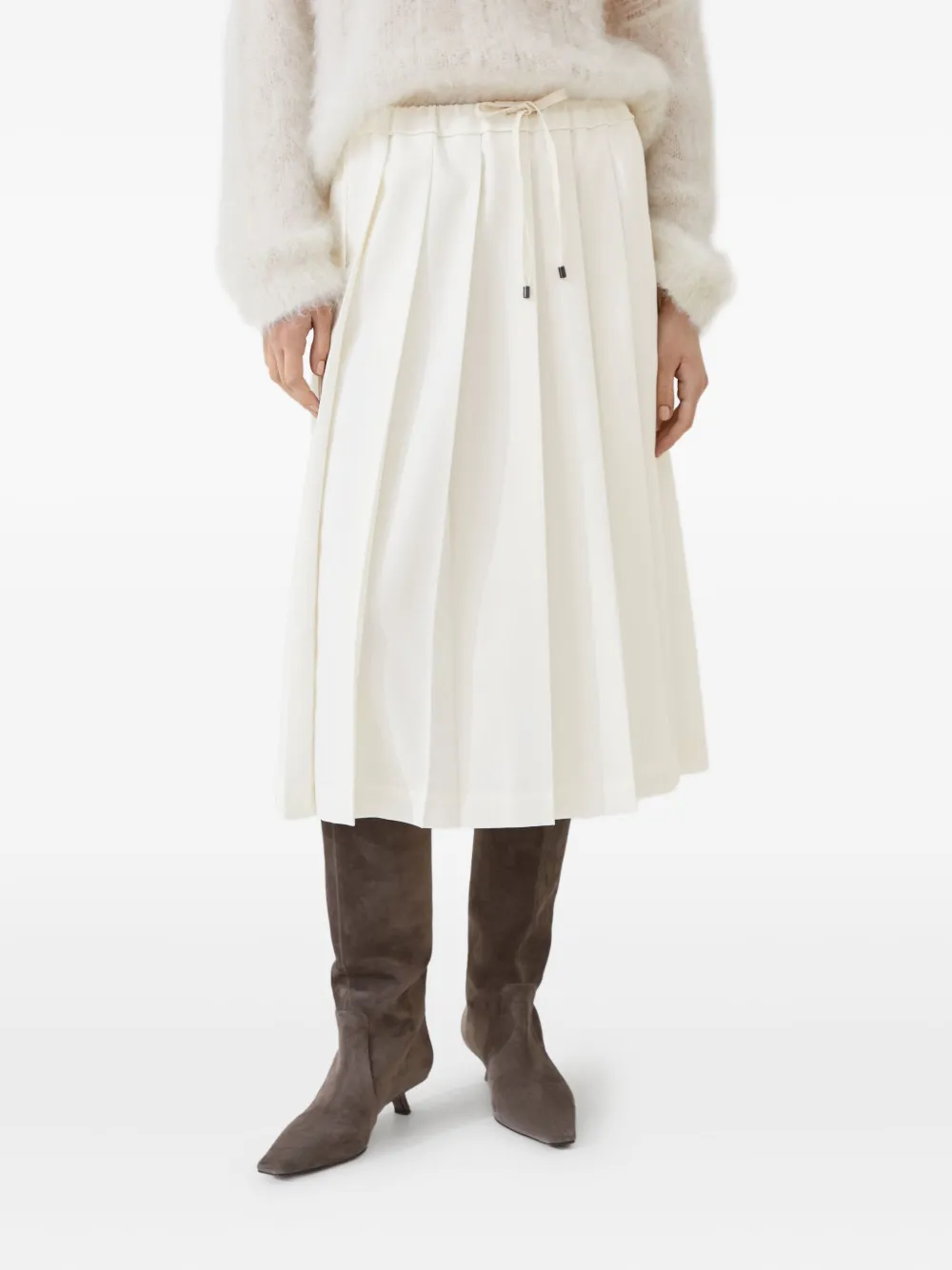 Brunello Cucinelli Midi-plooirok Wit