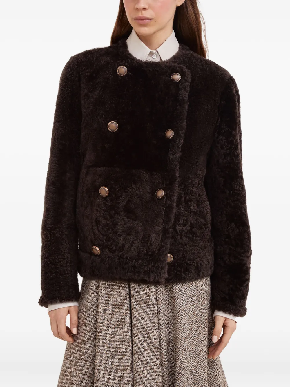 Brunello Cucinelli Jack met dubbele rij knopen Bruin