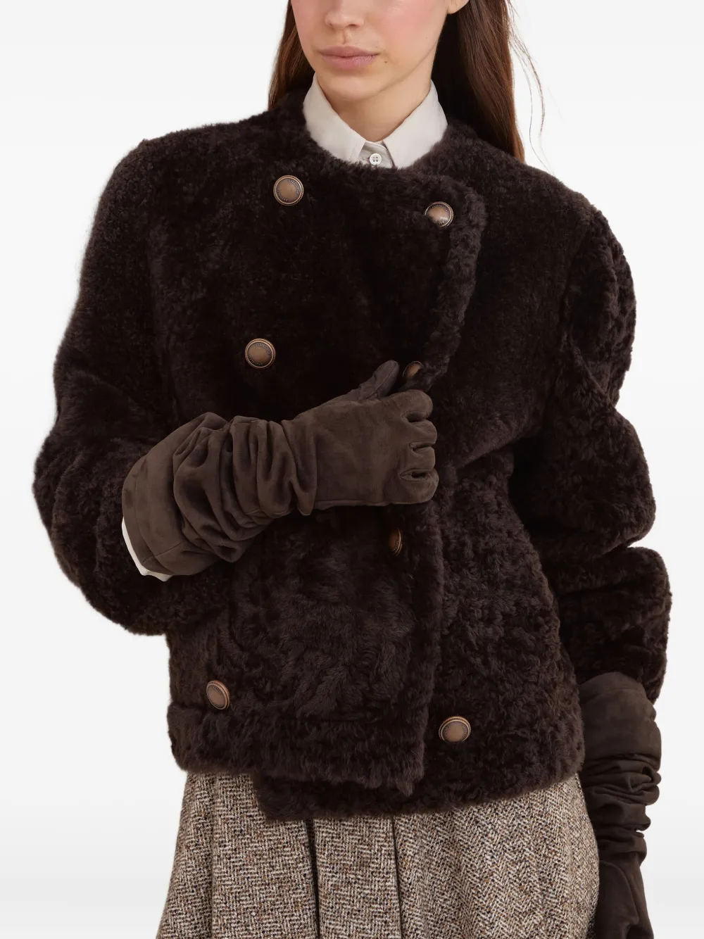 Brunello Cucinelli Jack met dubbele rij knopen Bruin