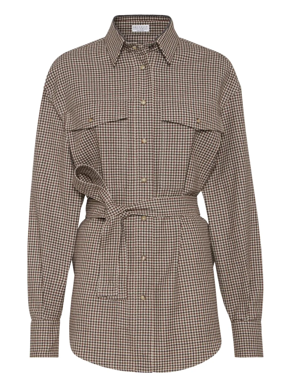 Brunello Cucinelli Geruit blouse Bruin